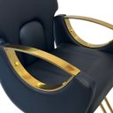 Ver imagem 3 de Cadeira Poltrona Salão de Beleza Maquiagem Fixa Dourada Luxo Moderna Preta Importway Iwcsb-pt