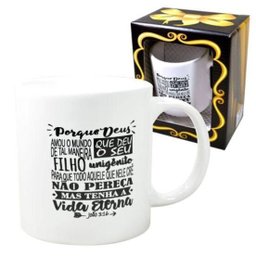 Caneca Cerâmica João 3:16 Porque Deus Amou o Mundo... 300ml - 1