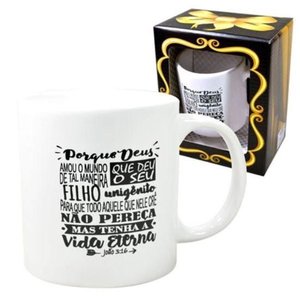 Caneca Cerâmica João 3:16 Porque Deus Amou o Mundo... 300ml