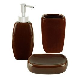 Conjunto 3 Peças de Cerâmica para Banheiro Marrom - 1