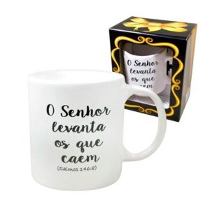 Caneca Cerâmica Salmos 146:8 O Senhor Levanta Os Que Caem
