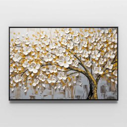 Quadro Decorativo Árvore da Vida White Flower Flor Branca e Amarela Sala Quarto Casa Escritório - 6