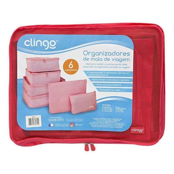 Organizadores de Mala de Viagem Rosa - Clingo - 5