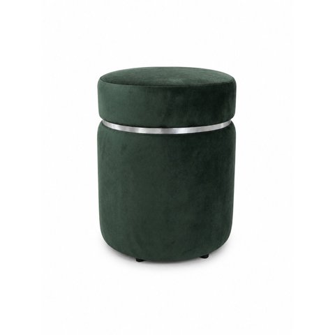 Kit de Puff com Cinta Superior Prata Verde Veludo - Let Móveis