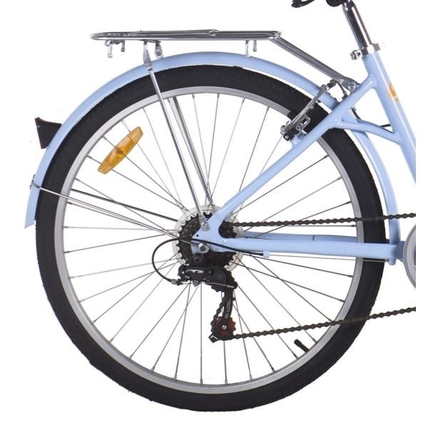 Bicicleta Vintage Retrô Aro 26 7V Azul Hit City Mobele com Cestinha - 2