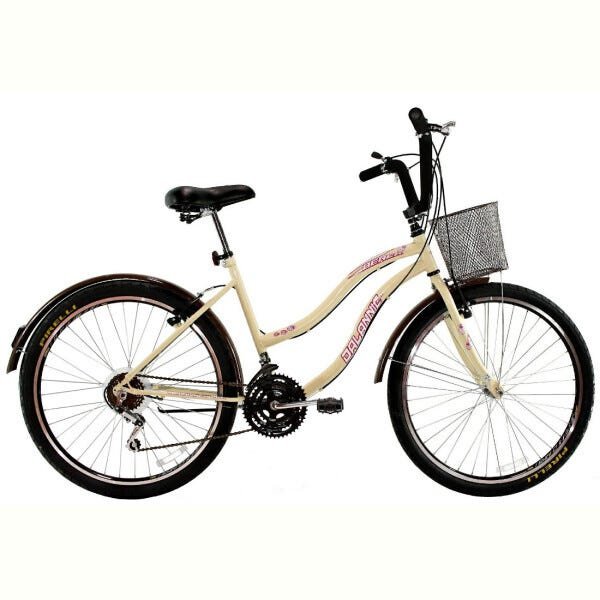 Bicicleta Retrô Vintage Aro 26 18v Feminina Beach Bege - 1