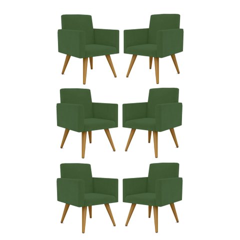 Kit 6 Cadeiras Poltronas Decorativa - Escritório - Recepção Cor:Verde