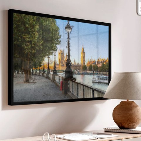 Quadro Decorativo Caixa Cidade Londres - Big Bem Tacolado Moldura Caixa 3cm Madeira sem Vidro 30 X 4