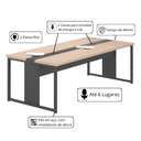 Ver imagem 2 de Mesa Reunião 6 Lugares Grande 2,40m Nogueira com Passa Fio