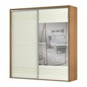 Ver imagem 2 de Roupeiro Menfis 2 Portas com Espelho Cor Freijo com Detalhe em Off White 223cm - 66686