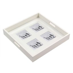 Bandeja Branca com 4 Fotos em Madeira - 40x40 cm - 2