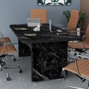 Ver imagem 3 de Mesa de Reunião Retangular 160cm Mármorizado Escritório 6 Lugares:preto/mármore