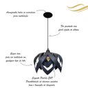 Ver imagem 3 de Luminária Lustre Pendente Madeira Teto Sala Quarto Cozinha Flor de Lótus Preto