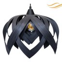 Ver imagem 1 de Luminária Lustre Pendente Madeira Teto Sala Quarto Cozinha Flor de Lótus Preto