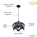 Ver imagem 2 de Luminária Lustre Pendente Madeira Teto Sala Quarto Cozinha Flor de Lótus Preto