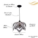 Ver imagem 2 de Luminária Lustre Pendente Madeira Teto Sala Quarto Cozinha Flor de Lótus Cinza