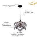 Ver imagem 3 de Luminária Lustre Pendente Madeira Teto Sala Quarto Cozinha Flor de Lótus Cinza
