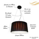 Ver imagem 2 de Luminária Lustre Pendente Moderno Bivolt E27 Sala Mesa Jantar Redondo 40cm Preto