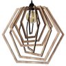 Luminária Lustre Pendente Sala Jantar Cozinha Moderno Hexágono Grande Carvalho - 1