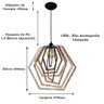 Luminária Lustre Pendente Sala Jantar Cozinha Moderno Hexágono Grande Carvalho - 2