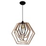 Luminária Lustre Pendente Sala Jantar Cozinha Moderno Hexágono Grande Carvalho - 3