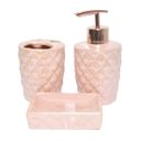Ver imagem 2 de Kit para Banheiro Lavabo 3 Peças Sereia Escamas Perolado:rosa