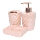 Ver imagem 1 de Kit para Banheiro Lavabo 3 Peças Sereia Escamas Perolado:rosa