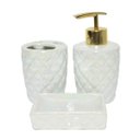 Ver imagem 2 de Kit para Banheiro Lavabo 3 Peças Sereia Escamas Perolado:branco