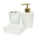 Ver imagem 1 de Kit para Banheiro Lavabo 3 Peças Sereia Escamas Perolado:branco