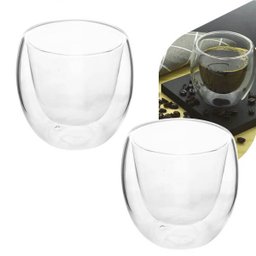 Copo Parede Dupla de Vidro Café 140ml 2 Peças - 1