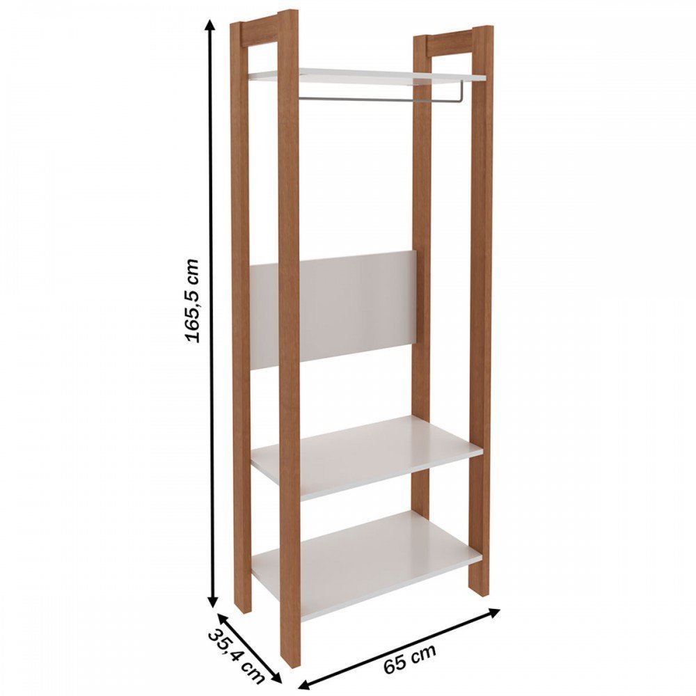 Closet Modulado Aberto com Prateleiras e Cabide Az1029 Tecno Mobili - Amêndoa/branco - 3