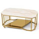 Ver imagem 3 de Mesa de Centro Moderna Dourada com Tampo Marmorizado a: 45cm L: 100cm P: 50cm