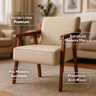 Kit 2 Poltronas Decorativas Estofadas em Linho com Pés de Madeira Maciça para Sala e Escritório - 7