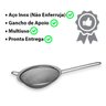 peneira cozinha coar inox 14cm gancho apoio escorrer massas - 5