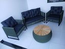 Ver imagem 1 de Conjunto Moveis de Corda Náutica Cor Verde Sofá Poltronas e Mesa Conjunto Rivieira Jardim Varanda