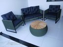 Ver imagem 3 de Conjunto Moveis de Corda Náutica Cor Verde Sofá Poltronas e Mesa Conjunto Rivieira Jardim Varanda