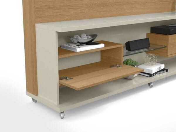Home Theater Mascavo - Cumaru com Off White - Patrimar Móveis - Cumarú/Off White - 3