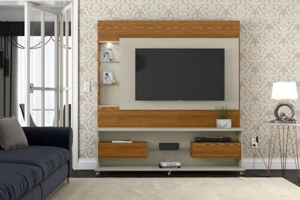 Home Theater Mascavo - Cumaru com Off White - Patrimar Móveis - Cumarú/Off White - 1