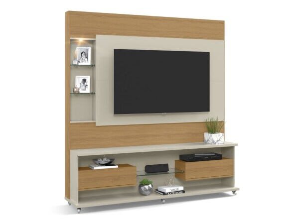 Home Theater Mascavo - Cumaru com Off White - Patrimar Móveis - Cumarú/Off White - 2