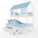 Ver imagem 2 de Beliche Casal/ Solteiro Casinha Encantada com 02 Gavetas Kit Escada/ Escorregador Madeira Maciça