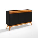 Ver imagem 3 de Buffet Aparador Ripado com 3 Portas Monaco 136cm - Preto e Cedro