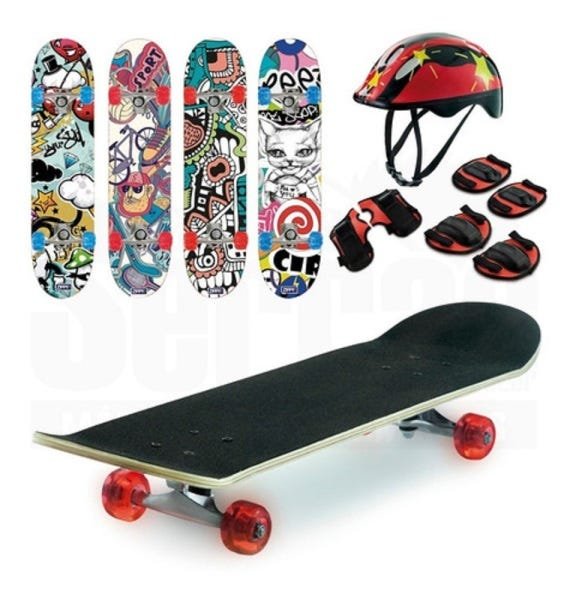 SKATE SEMI PROFISSIONAL COM KIT DE PROTEÇÃO 8 PCS KK1901