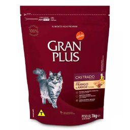 Ração Gran Plus Gato Adultos Castrados Frango e Arroz 1kg - 3 Ração Gran Plus Gato Adultos Castrados Frango e Arroz 1kg - 3