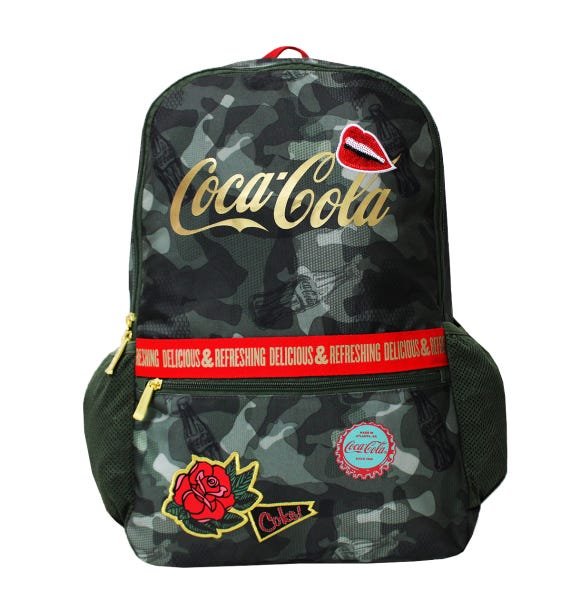 Mochila Escolar Camuflada Coca Cola Pacific Patches Mimetism - 1