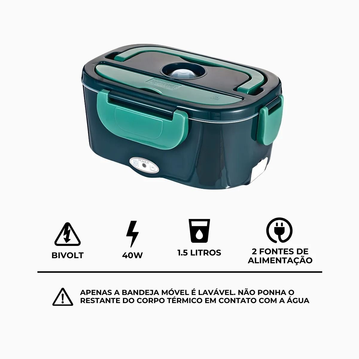 Marmita Elétrica Portátil Bivolt para Casa Carro e Caminhão Cor:verde - 2