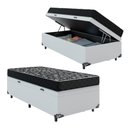 Ver imagem 1 de Cama Box Baú Solteiro +Colchão Espuma D20 - 56x88x188cm - e-Shop Casa - Couro Branco