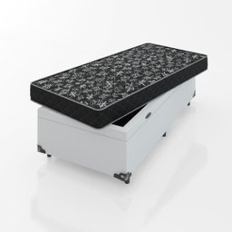 Cama Box Baú Solteiro +Colchão Espuma D20 - 56x88x188cm - e-Shop Casa - Couro Branco - 5