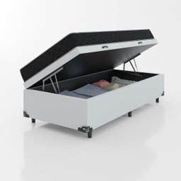 Cama Box Baú Solteiro +Colchão Espuma D20 - 56x88x188cm - e-Shop Casa - Couro Branco - 3