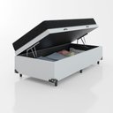 Ver imagem 3 de Cama Box Baú Solteiro +Colchão Espuma D20 - 56x88x188cm - e-Shop Casa - Couro Branco