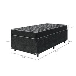 Cama Box Baú Solteiro + Colchão Espuma D20 - 56x88x188cm - e-Shop Casa - Suede Preto - 4